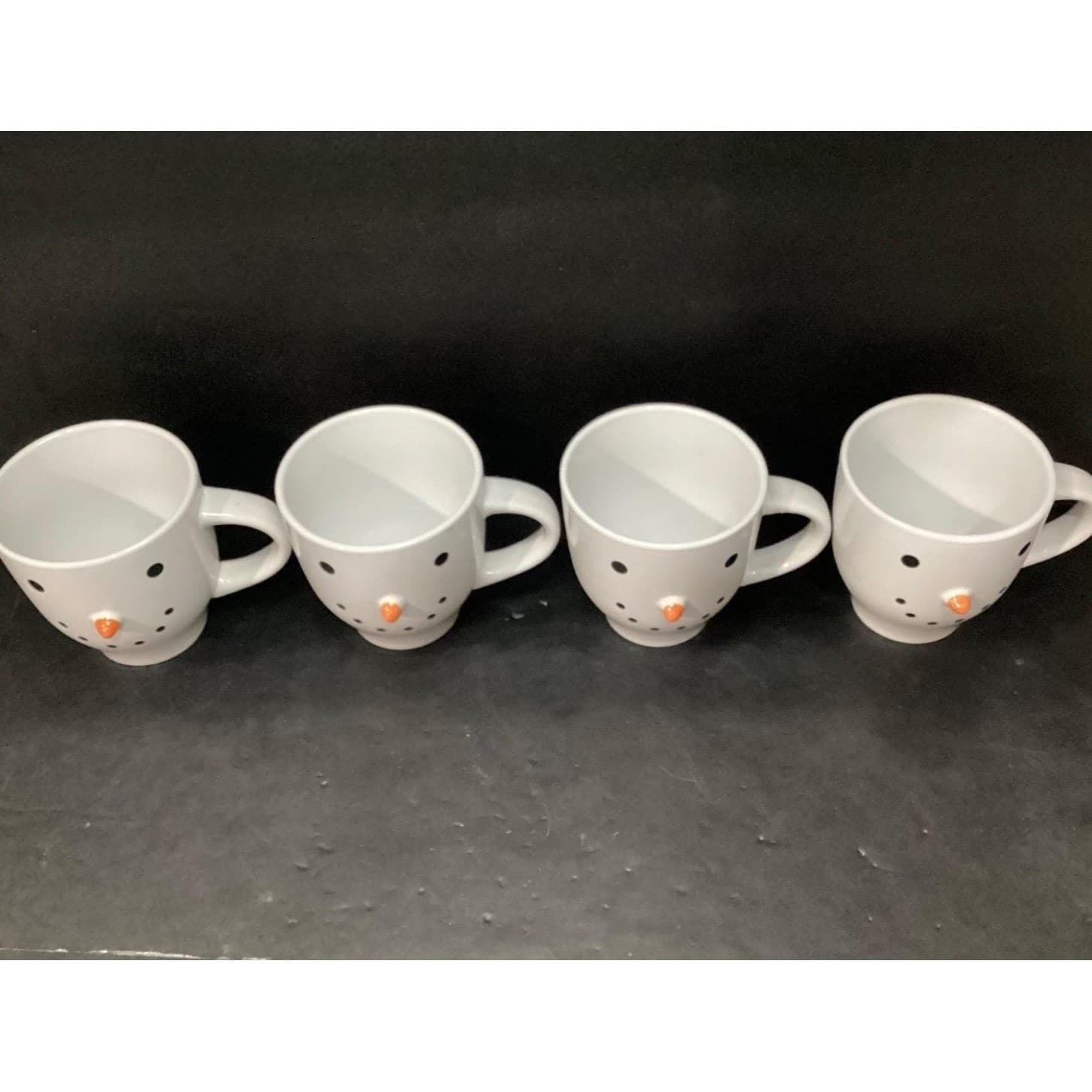 Royal Norfolk White Snowman Coffee Cups, Set of 4, 3D Carrot Noses, Drinkware - Thumbnail 3