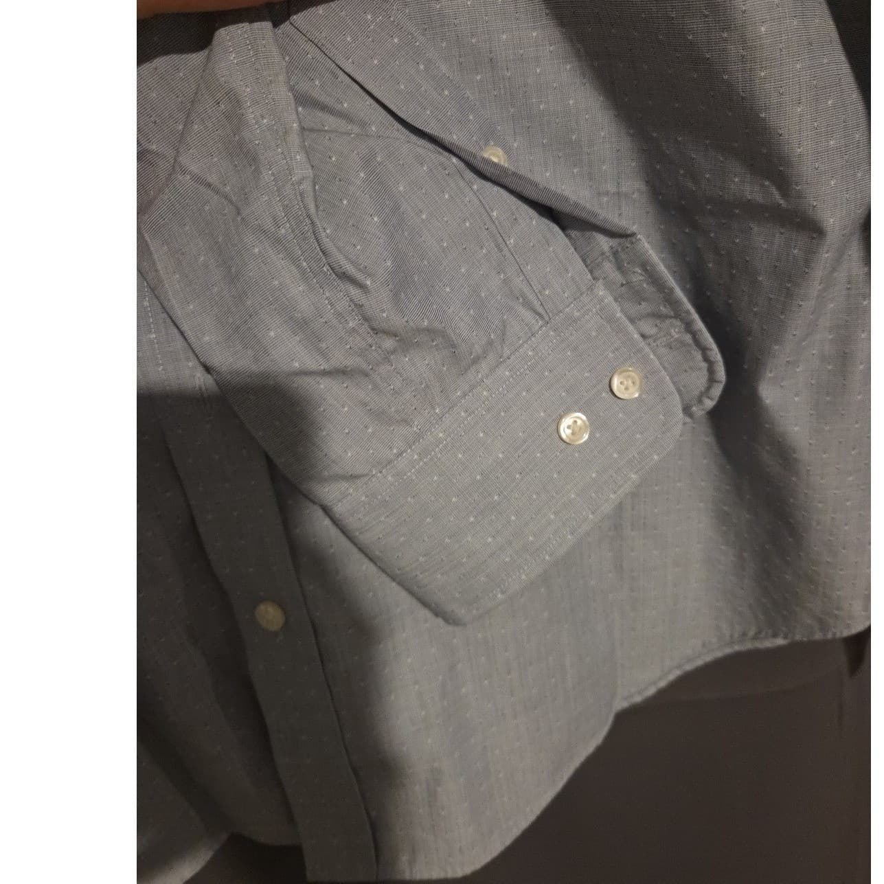 Merona Non-Iron Dobby Button Down, Light Blue Long Sleeve Shirt, Men's Large - Thumbnail 7