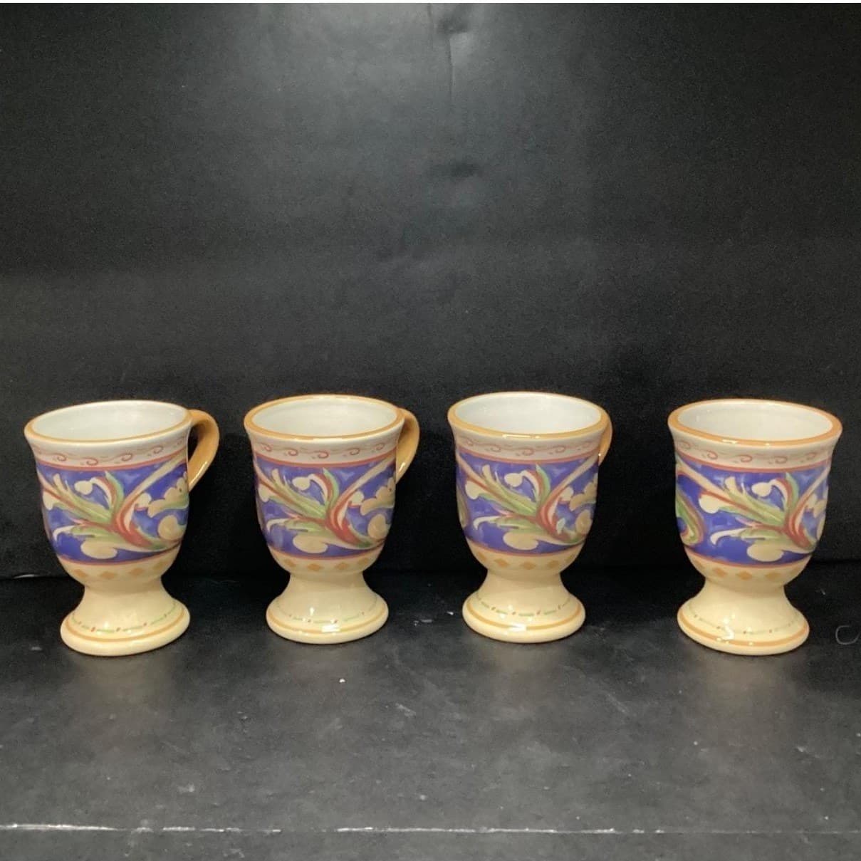 Pfaltzgraff Villa Della Luna Pedestal Mugs, Set of 4, Stoneware Cups, Drinkware - Thumbnail 3