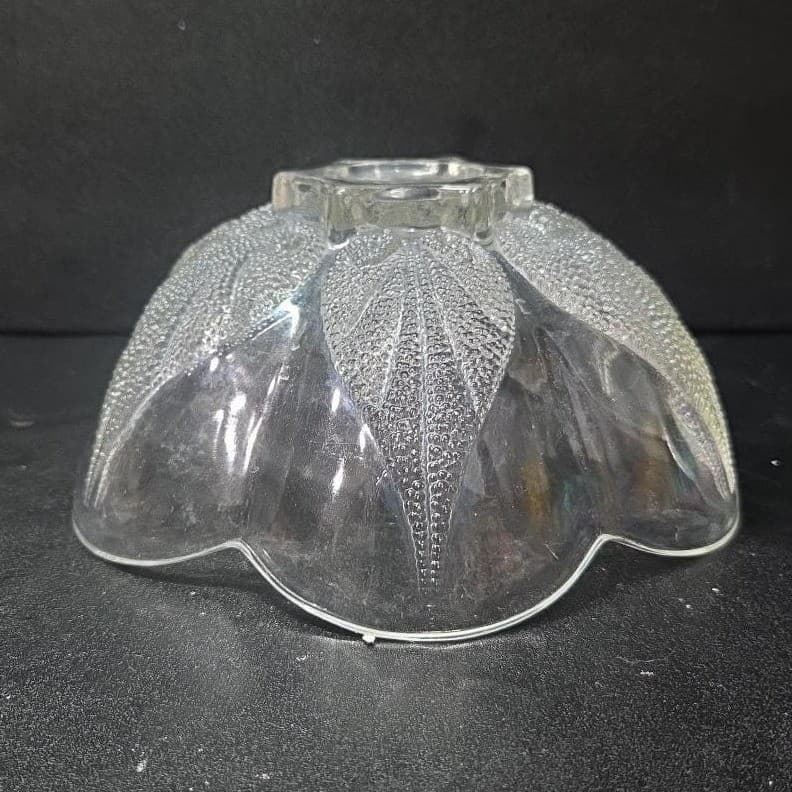 Indiana Glass Clear Trinket Dish, Vintage Leaf Design Candy Bowl, Centerpiece - Thumbnail 8