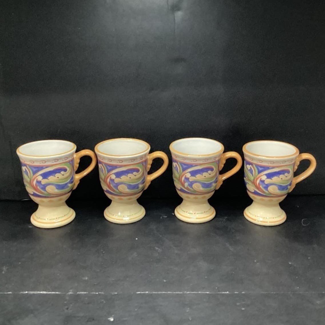 Pfaltzgraff Villa Della Luna Pedestal Mugs, Set of 4, Stoneware Cups, Drinkware - Thumbnail 2