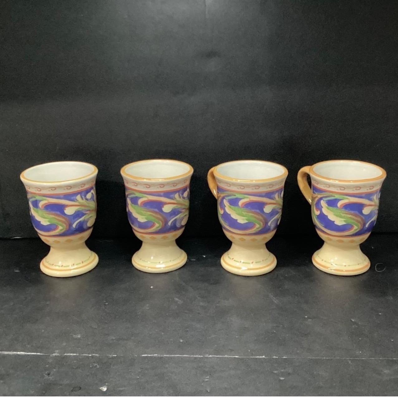 Pfaltzgraff Villa Della Luna Pedestal Mugs, Set of 4, Stoneware Cups, Drinkware - Thumbnail 4