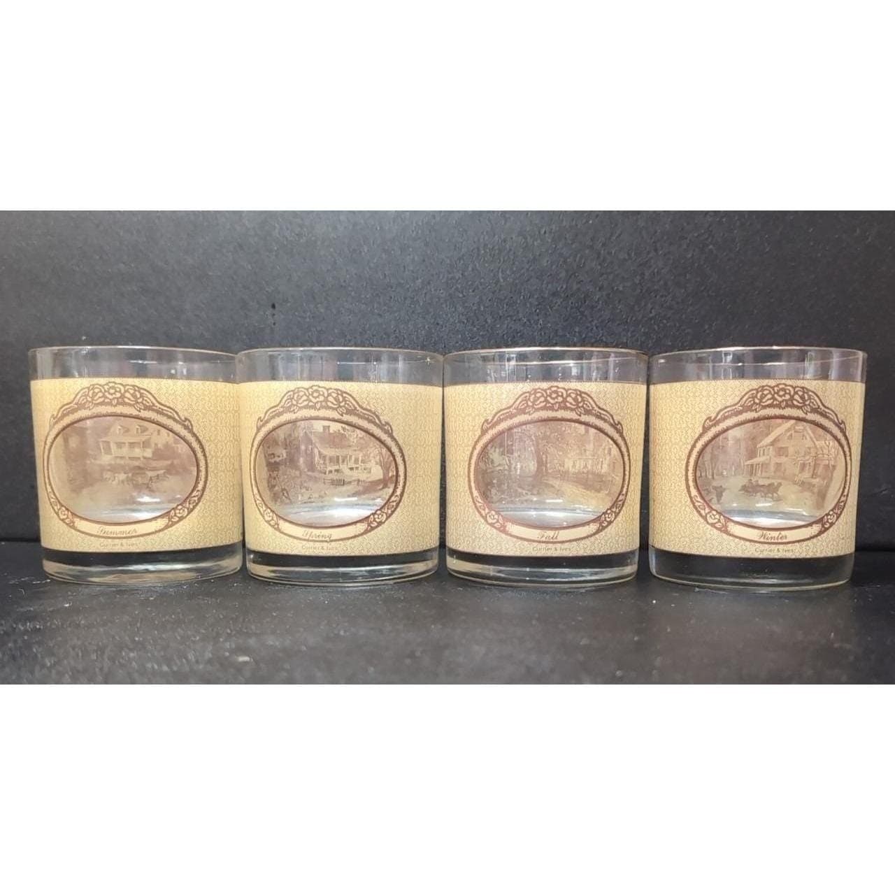 Currier & Ives Homestead Seasons Rock Glasses, Set of 4, Tumblers, Home Barware - Thumbnail 7