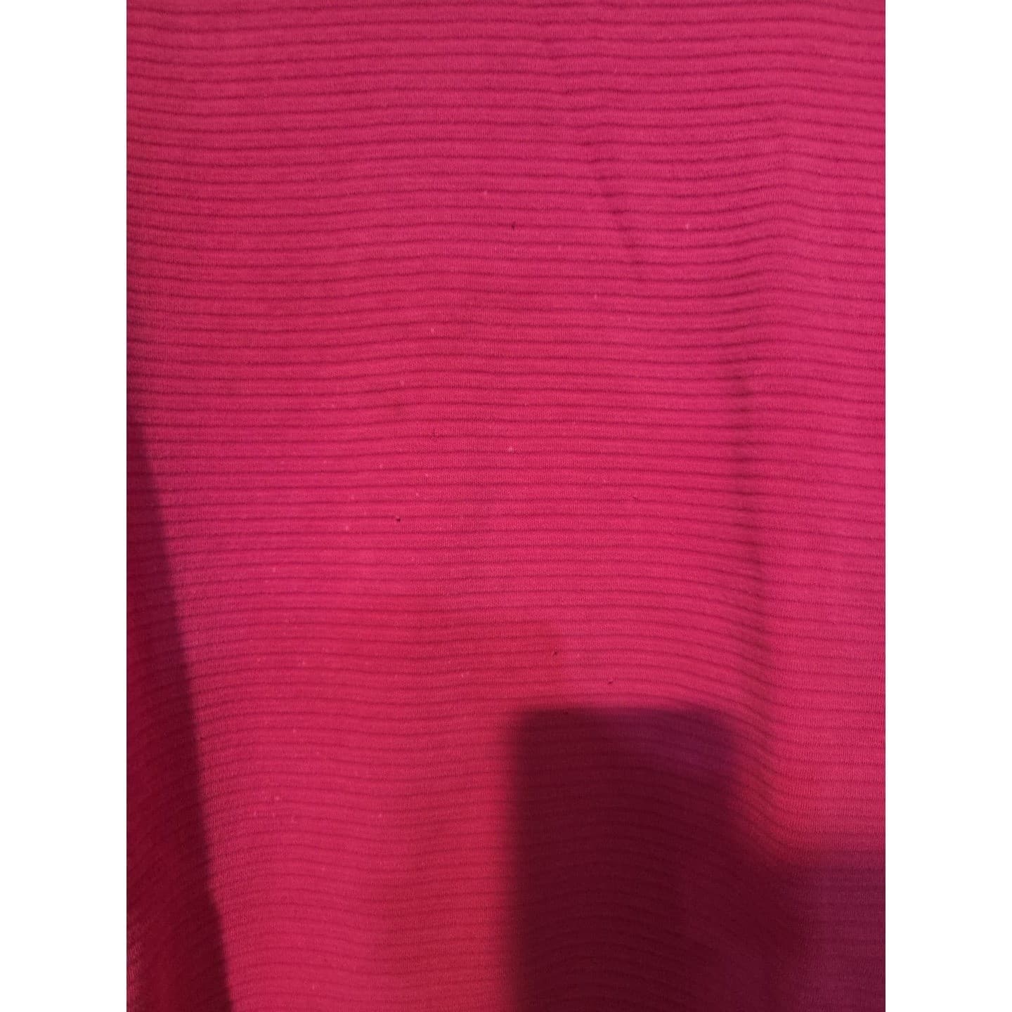 Michael Carrie Vintage Ribbed Hot Pink 3/4 Sleeve Crew Neck, Woman's Medium Top - Thumbnail 7