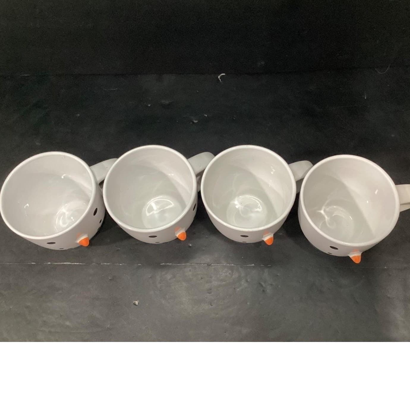 Royal Norfolk White Snowman Coffee Cups, Set of 4, 3D Carrot Noses, Drinkware - Thumbnail 4