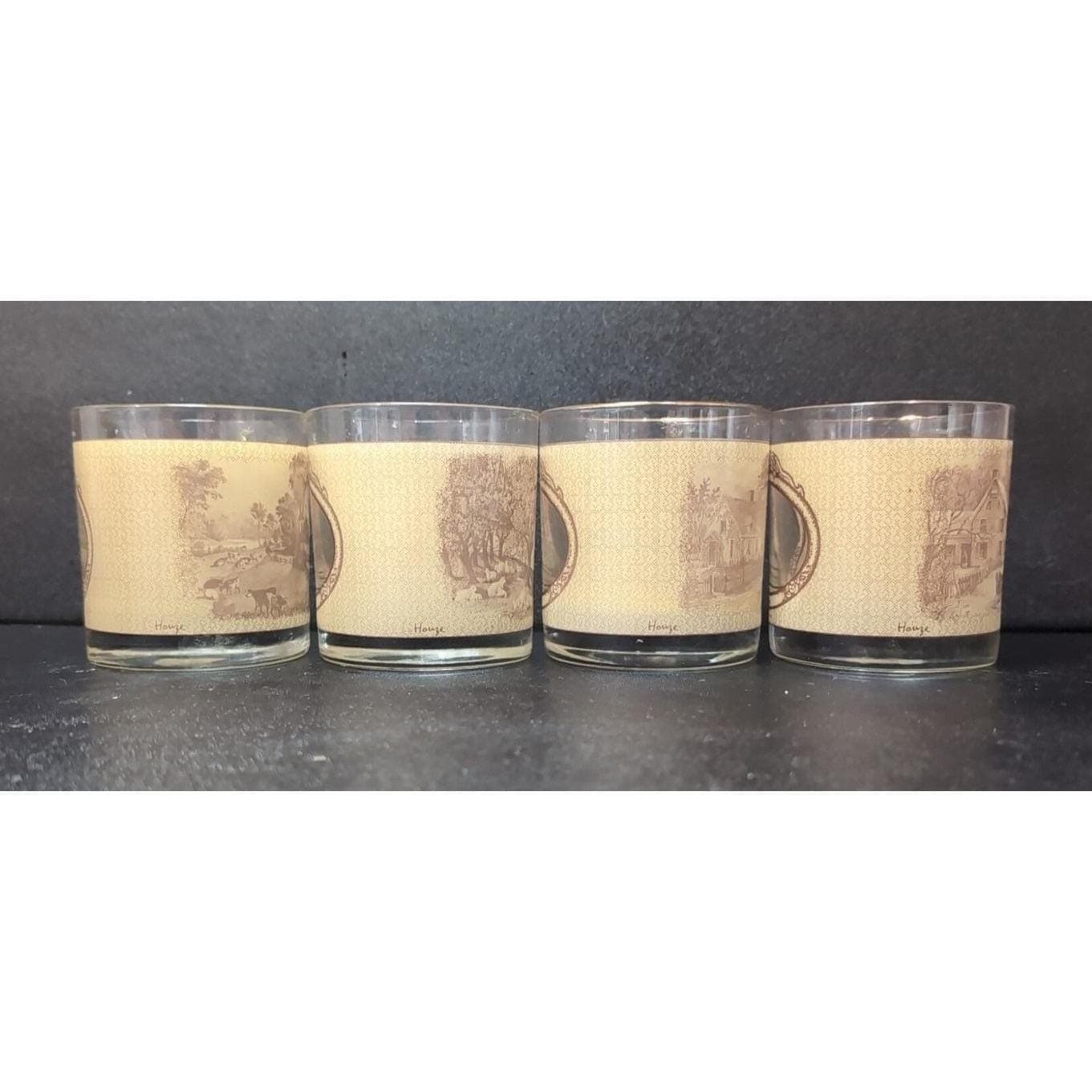 Currier & Ives Homestead Seasons Rock Glasses, Set of 4, Tumblers, Home Barware - Thumbnail 8