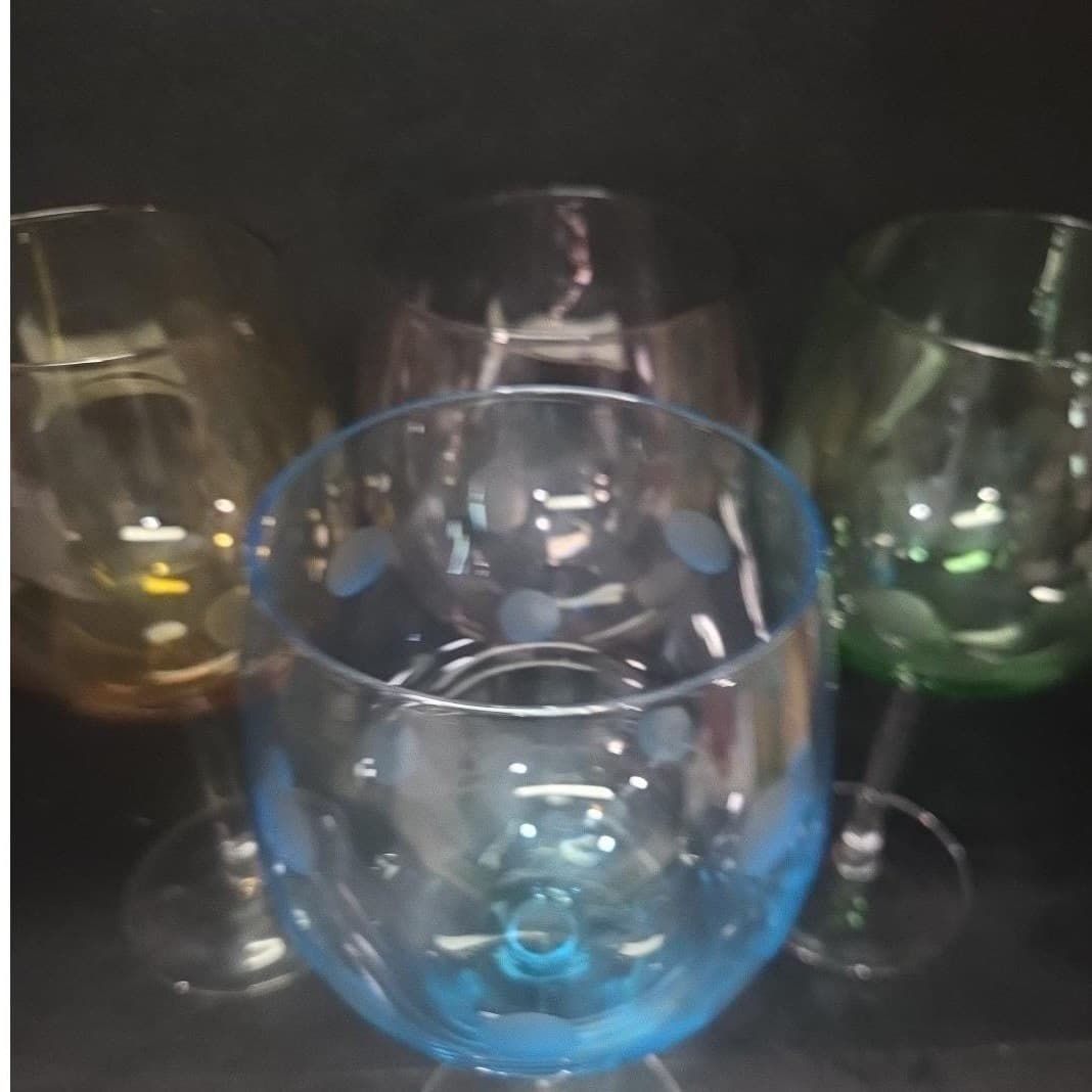 Artland Polka Dot Balloon Wine Glasses Set of 4, Multicolored Stemware Drinkware - Thumbnail 6