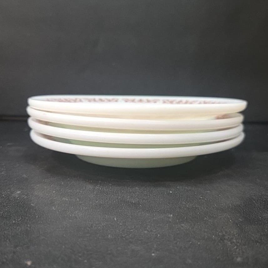 Anchor Hocking Milk Glass Salad Plates #947, Set of 4, Copper Filigree Design - Thumbnail 10