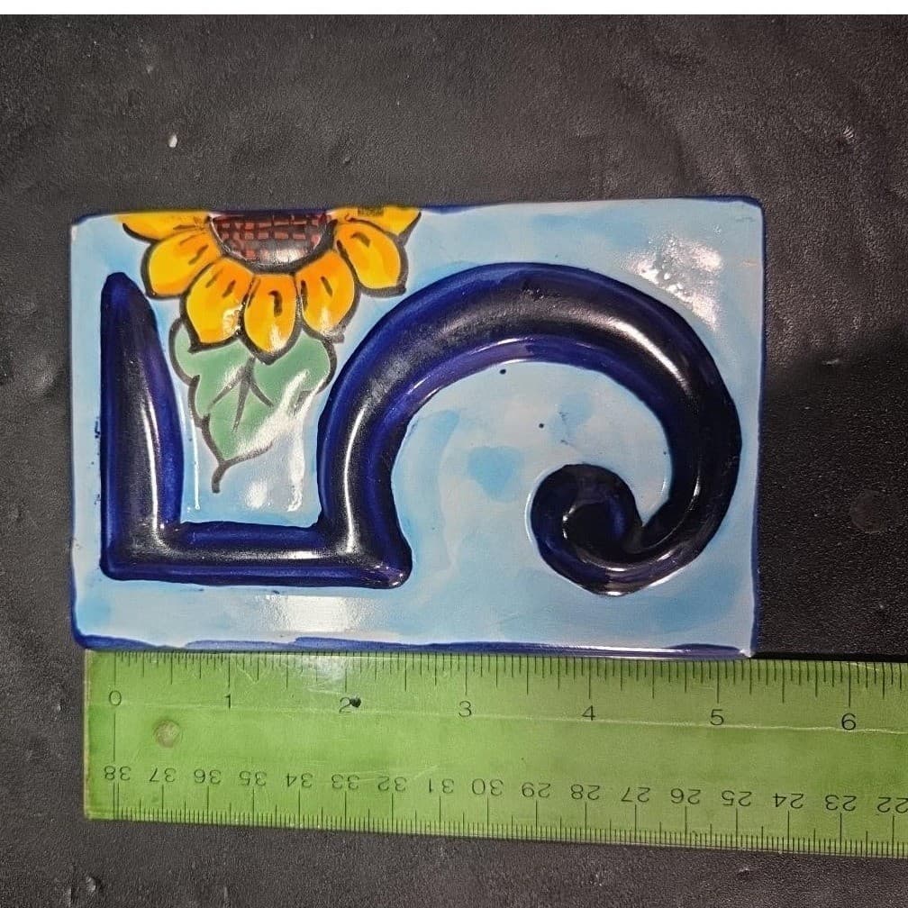 Talavera Sunflower House Number Tile, High Relief #5, Mexican Address Plaque - Thumbnail 5