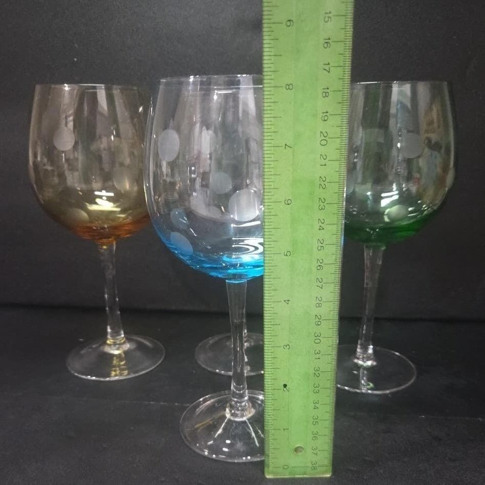 Artland Polka Dot Balloon Wine Glasses Set of 4, Multicolored Stemware Drinkware - Thumbnail 9