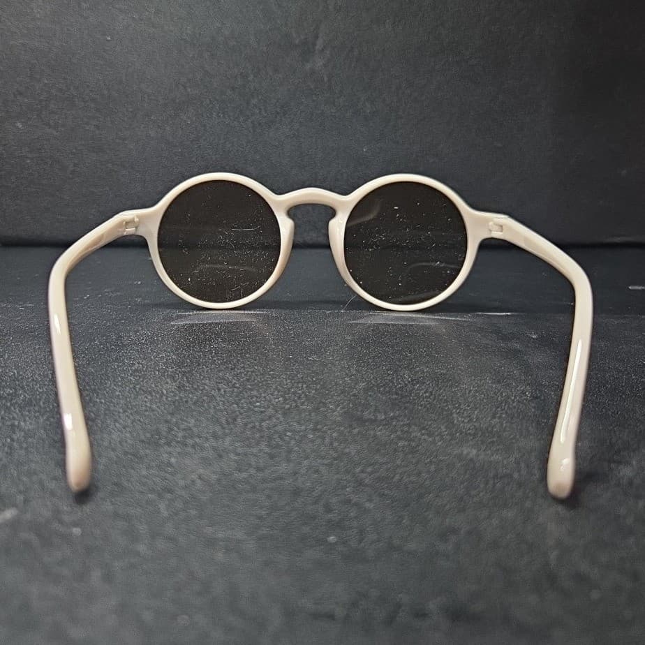Kids Round Retro Sunglasses, Matte Cream, Vintage Style, UV Protection - Thumbnail 5