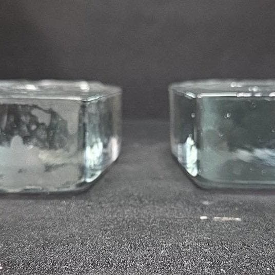 Blenko Glass Twisted Hearts Bookends, Set of 2, Vintage Clear Art Block Dividers - Thumbnail 10
