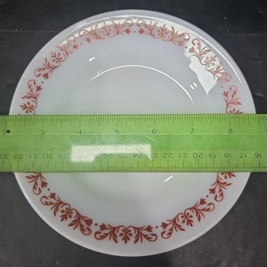 Anchor Hocking Milk Glass Salad Plates #947, Set of 2 Copper Filigree Dinnerware - Thumbnail 6
