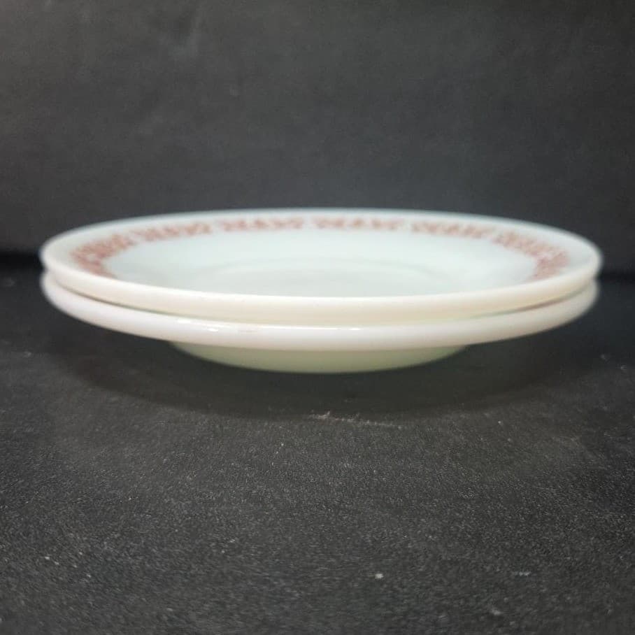 Anchor Hocking Milk Glass Salad Plates #947, Set of 2 Copper Filigree Dinnerware - Thumbnail 7