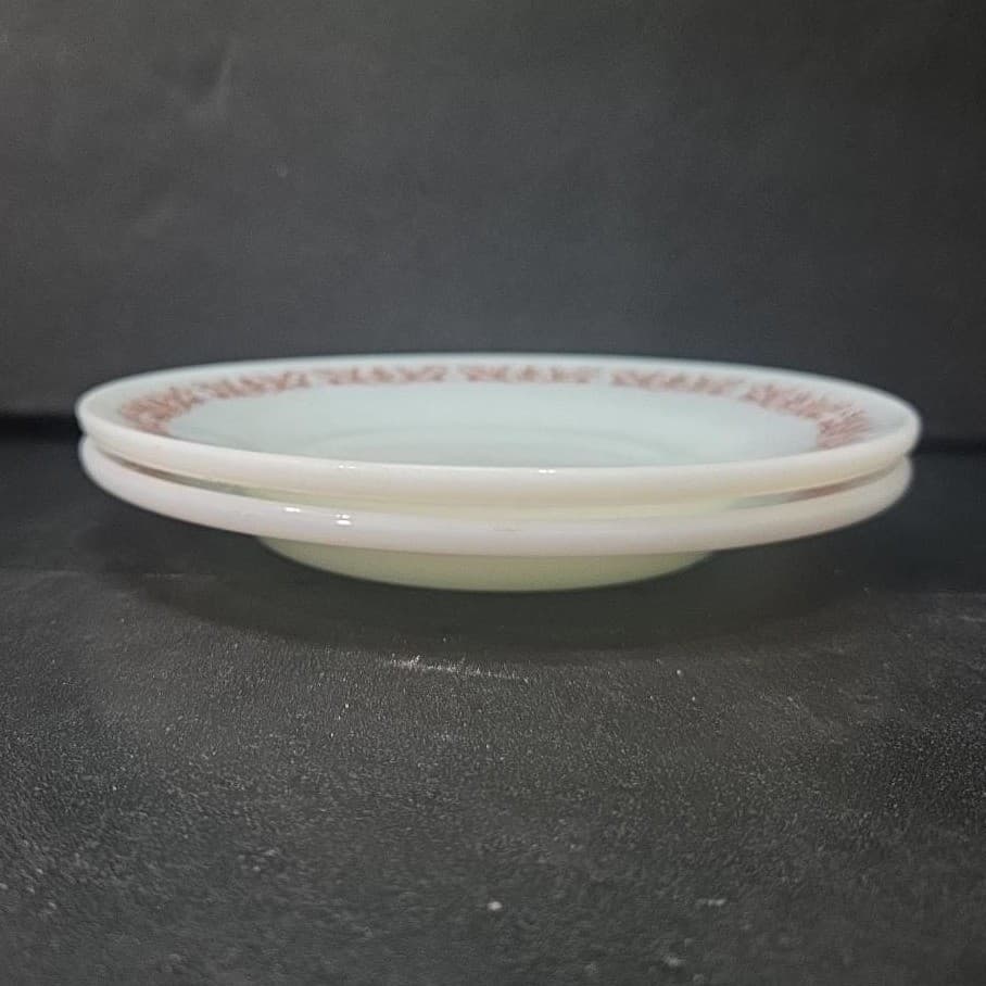 Anchor Hocking Milk Glass Salad Plates #947, Set of 2 Copper Filigree Dinnerware - Thumbnail 10