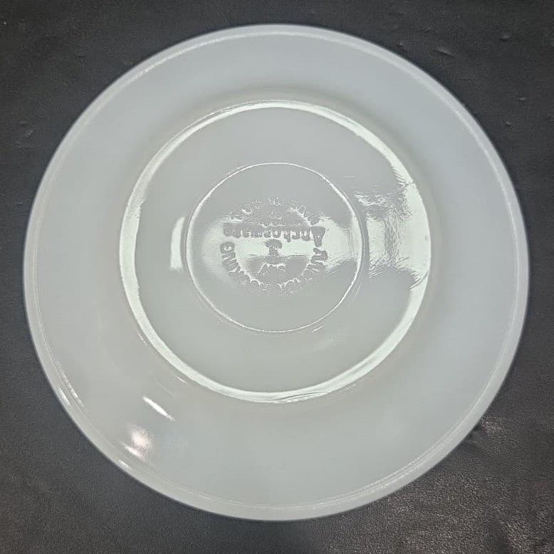 Anchor Hocking Milk Glass Salad Plates #947, Set of 4, Copper Filigree Design - Thumbnail 4