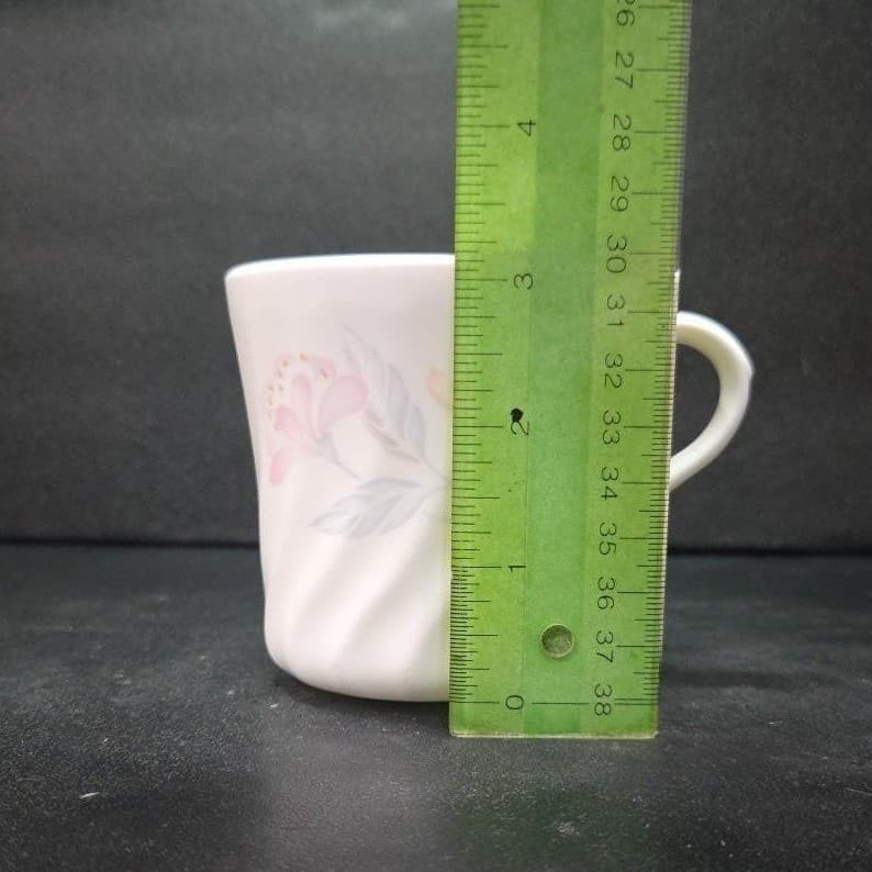 Corelle Pink Trio Coffee Cup, Swirled Poppy Mug, Corning Leaves Flower Pattern - Thumbnail 9