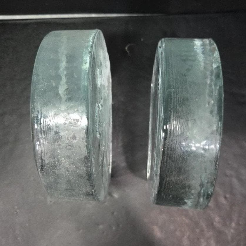Blenko Glass Twisted Hearts Bookends, Set of 2, Vintage Clear Art Block Dividers - Thumbnail 9