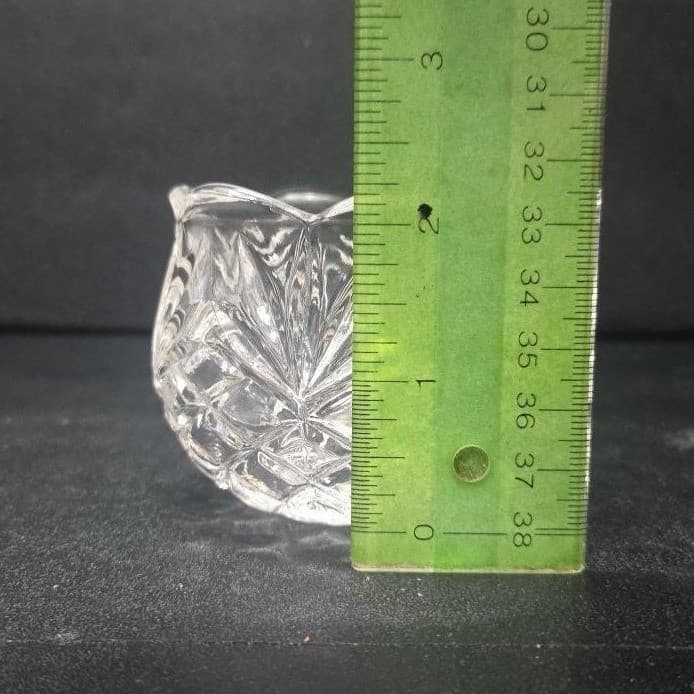 Crystal Clear Pineapple Design Candleholder, Vintage Diamond Pressed Glass - Thumbnail 9
