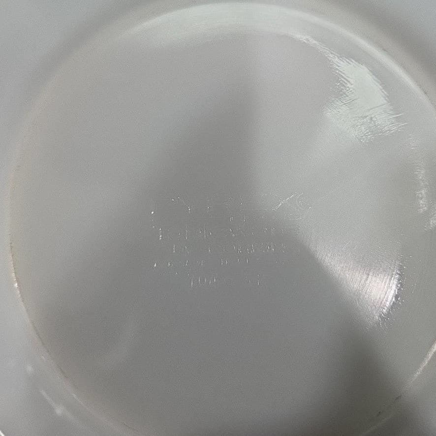 Pyrex Milk Glass Salad Plates, Set of 2, Vtg Copper Filigree Design Dinnerware - Thumbnail 5