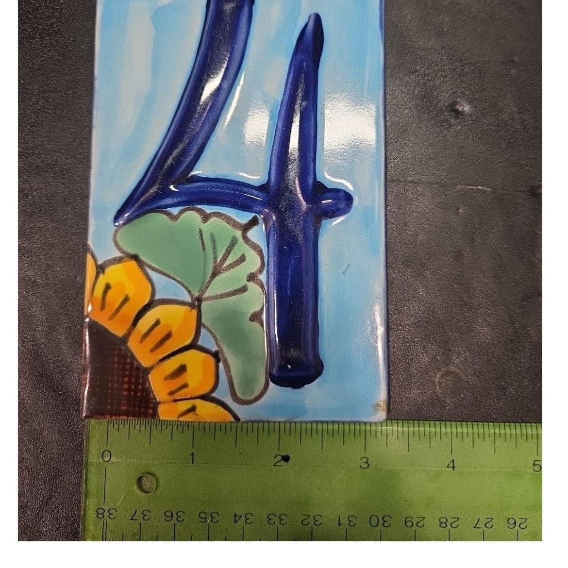 Talavera Sunflower House Number Tile, High Relief #4, Mexican Address Plaque - Thumbnail 4