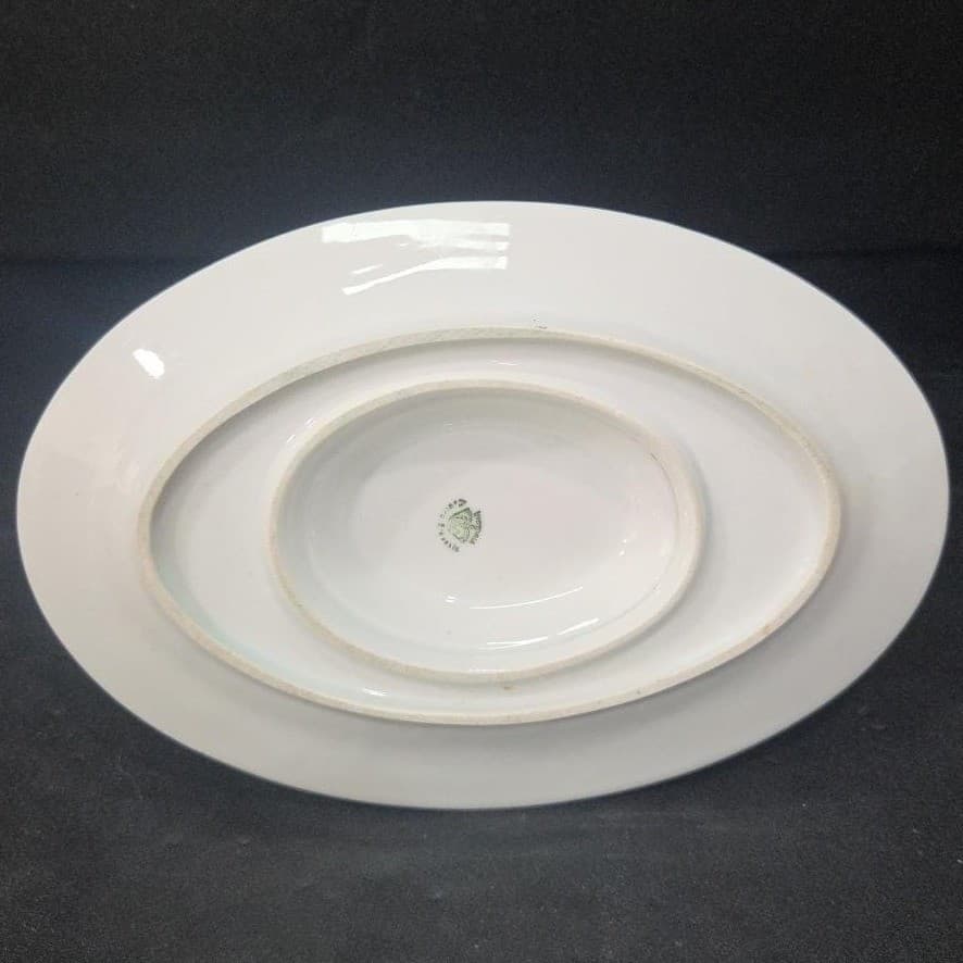 Victoria Czechoslovakia Fine China Gravy Boat, Underplate Attached Vtg Tableware - Thumbnail 7