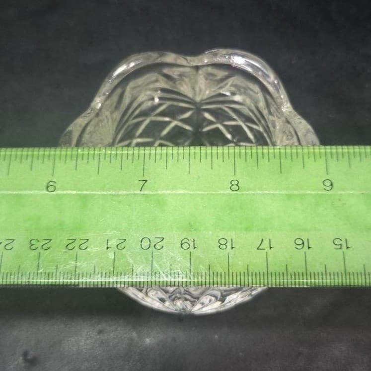 Crystal Clear Pineapple Design Candleholder, Vintage Diamond Pressed Glass - Thumbnail 10