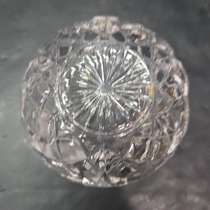 Crystal Clear Pineapple Design Candleholder, Vintage Diamond Pressed Glass - Thumbnail 8