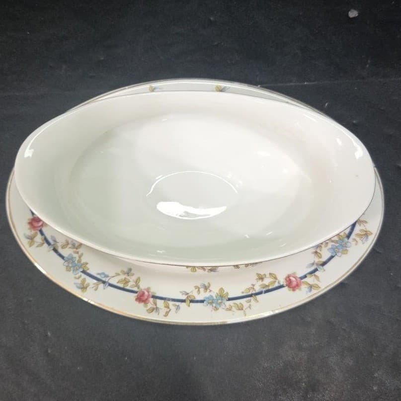 Victoria Czechoslovakia Fine China Gravy Boat, Underplate Attached Vtg Tableware - Thumbnail 6
