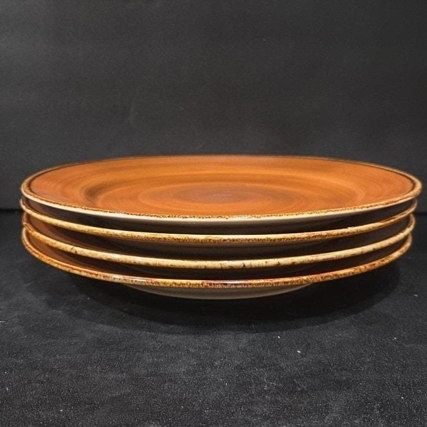 Thomson Pottery Caramel Swirl Dinner Plates, Set of 4 Vintage Ceramic Dinnerware - Thumbnail 6