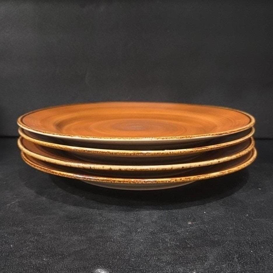 Thomson Pottery Caramel Swirl Dinner Plates, Set of 4 Vintage Ceramic Dinnerware - Thumbnail 9