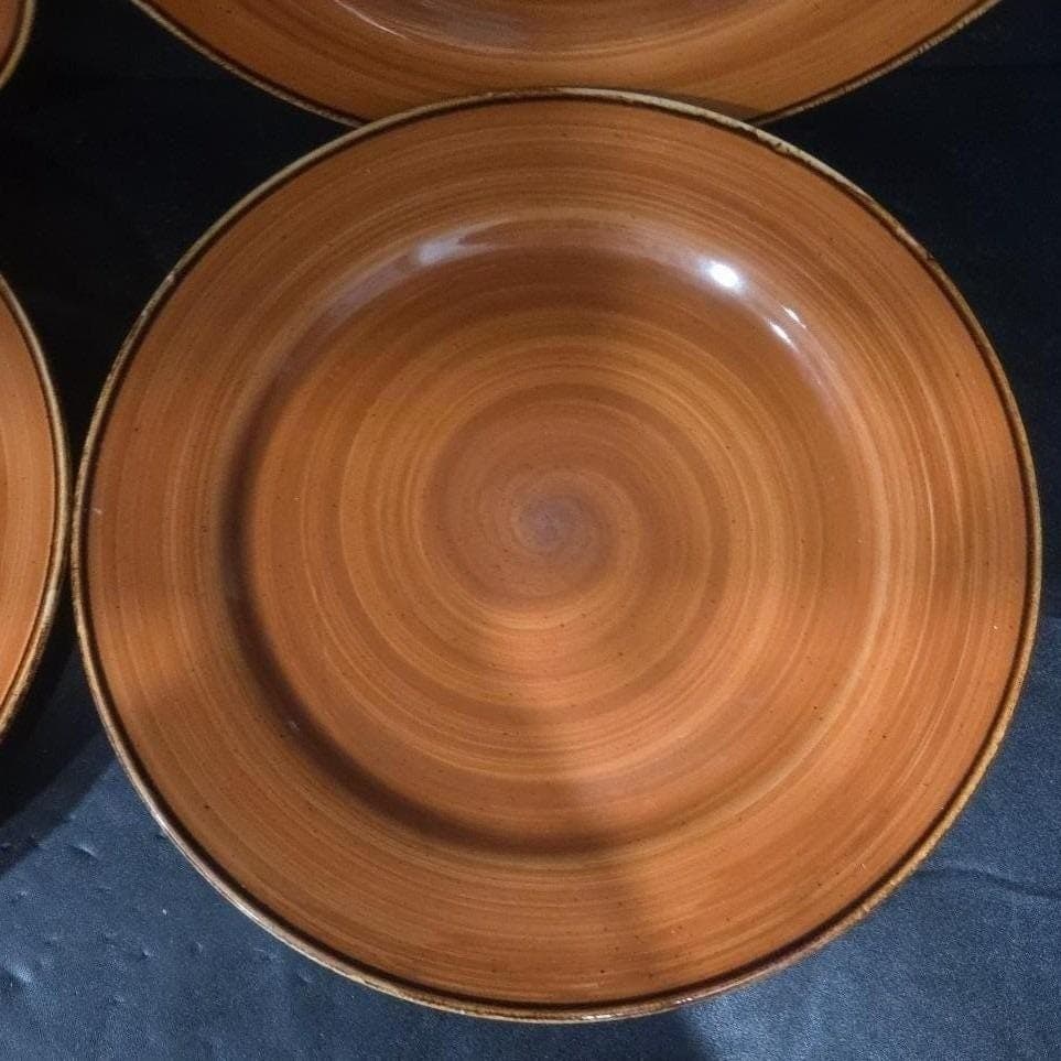 Thomson Pottery Caramel Swirl Dinner Plates, Set of 4 Vintage Ceramic Dinnerware - Thumbnail 4