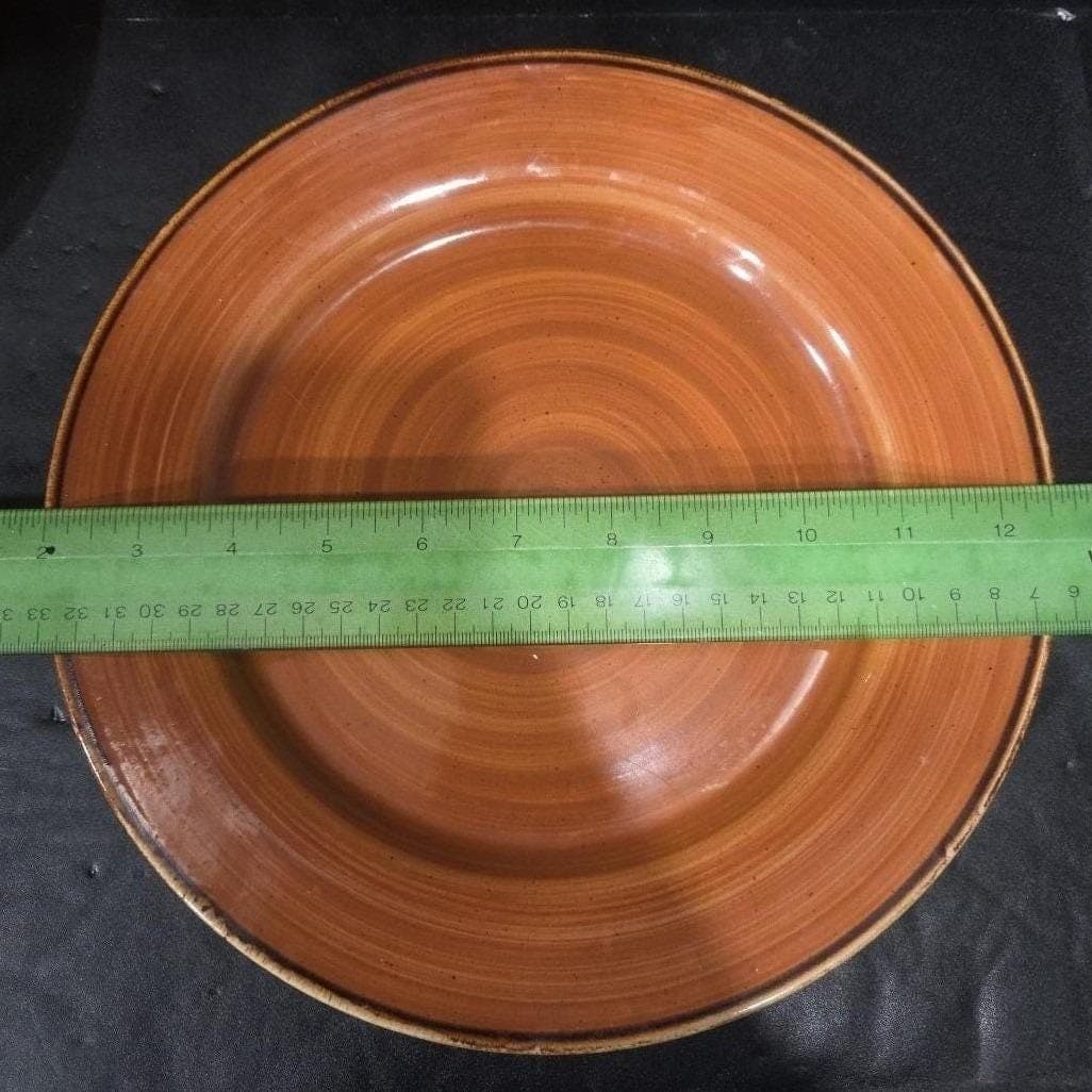 Thomson Pottery Caramel Swirl Dinner Plates, Set of 4 Vintage Ceramic Dinnerware - Thumbnail 2