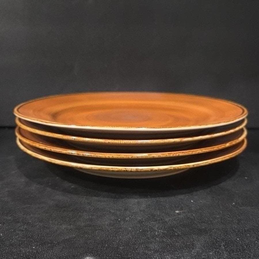 Thomson Pottery Caramel Swirl Dinner Plates, Set of 4 Vintage Ceramic Dinnerware - Thumbnail 7