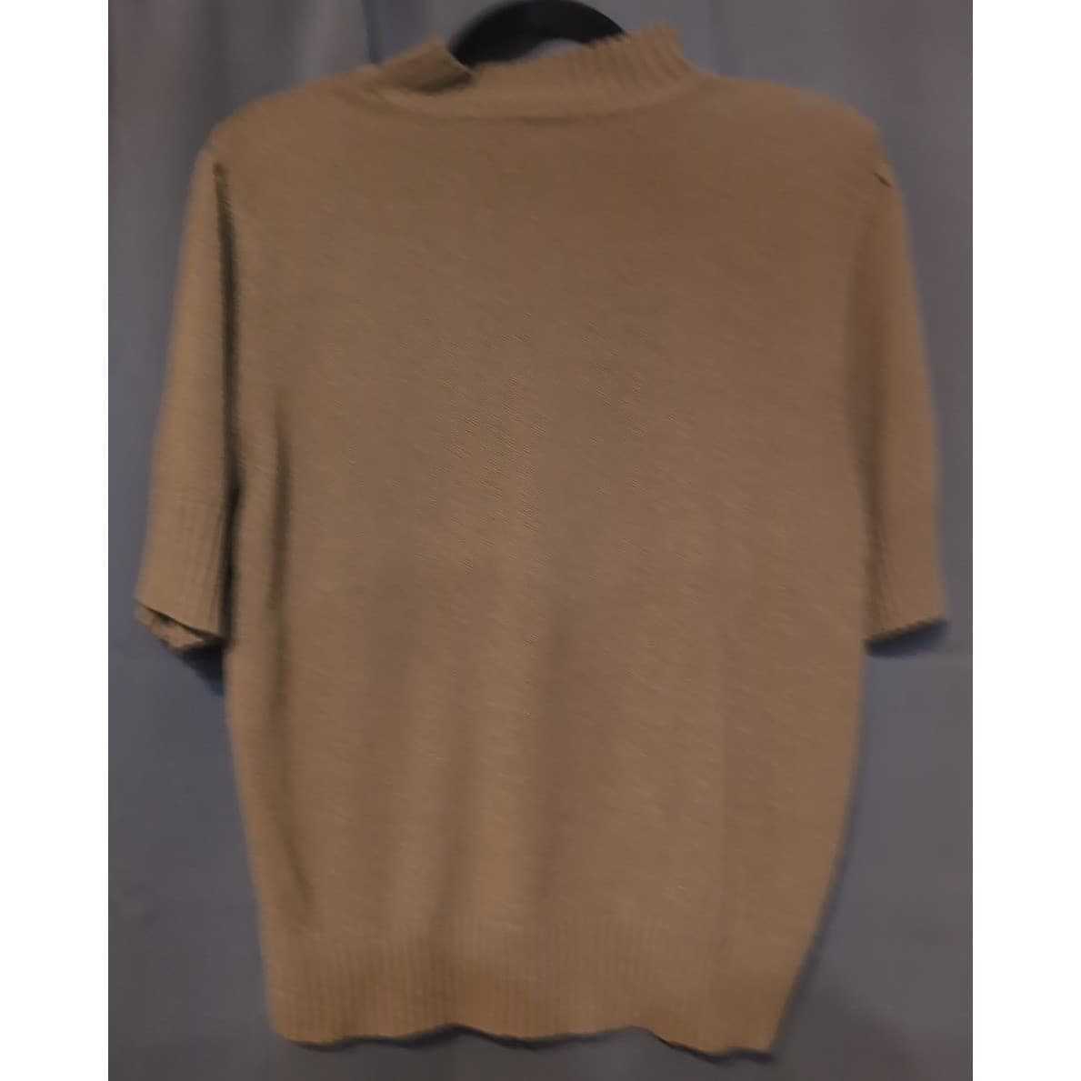 TanJay Mock Neck Short Sleeve Cable Knit Sweater Brown, Women's Large, B46192745 - Thumbnail 4
