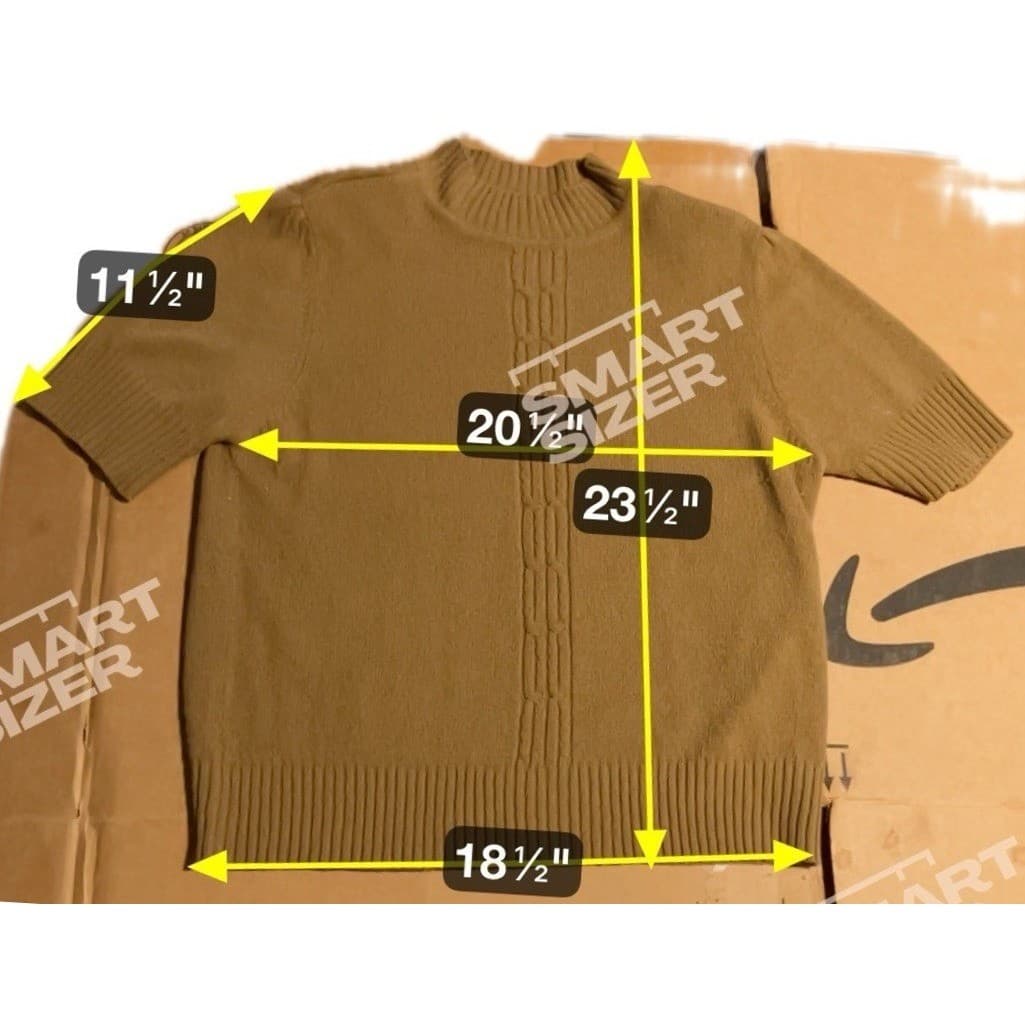TanJay Mock Neck Short Sleeve Cable Knit Sweater Brown, Women's Large, B46192745 - Thumbnail 2