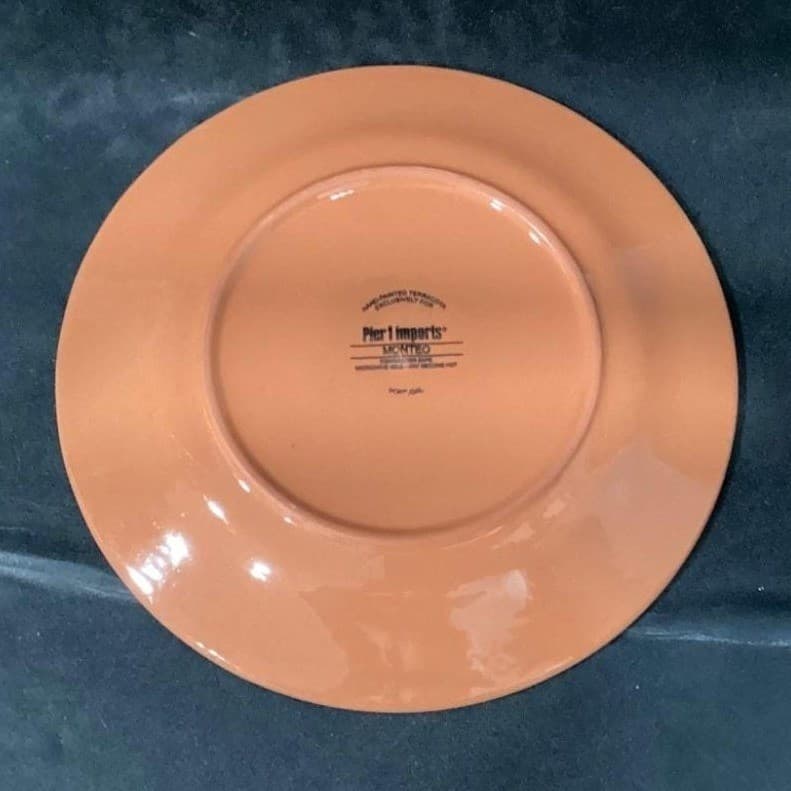 Pier 1 Imports Monteo Salad Plates, Set of 4, Vintage Hand Painted Terracotta - Thumbnail 4