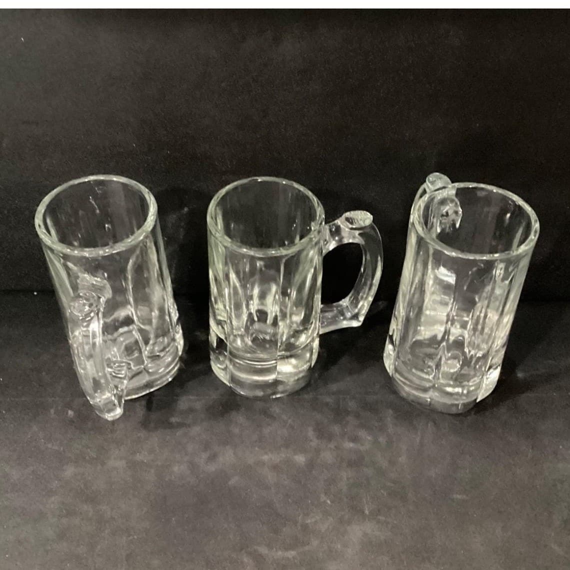 Libbey Beer Mugs, Set of 3, Heavy Glass Tankards, Paneled Sides & Thumb Handles - Thumbnail 9
