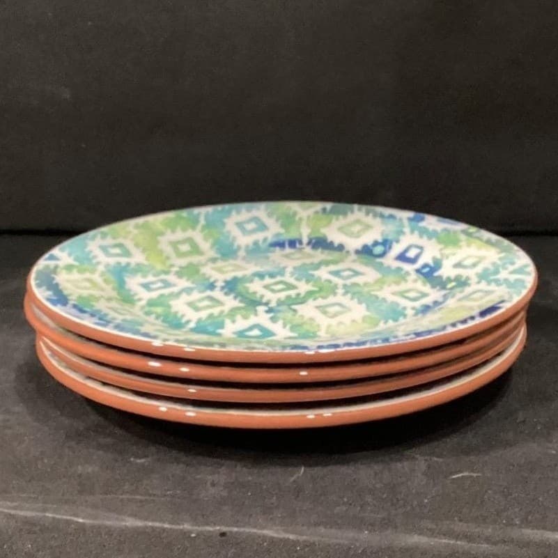 Pier 1 Imports Monteo Salad Plates, Set of 4, Vintage Hand Painted Terracotta - Thumbnail 9