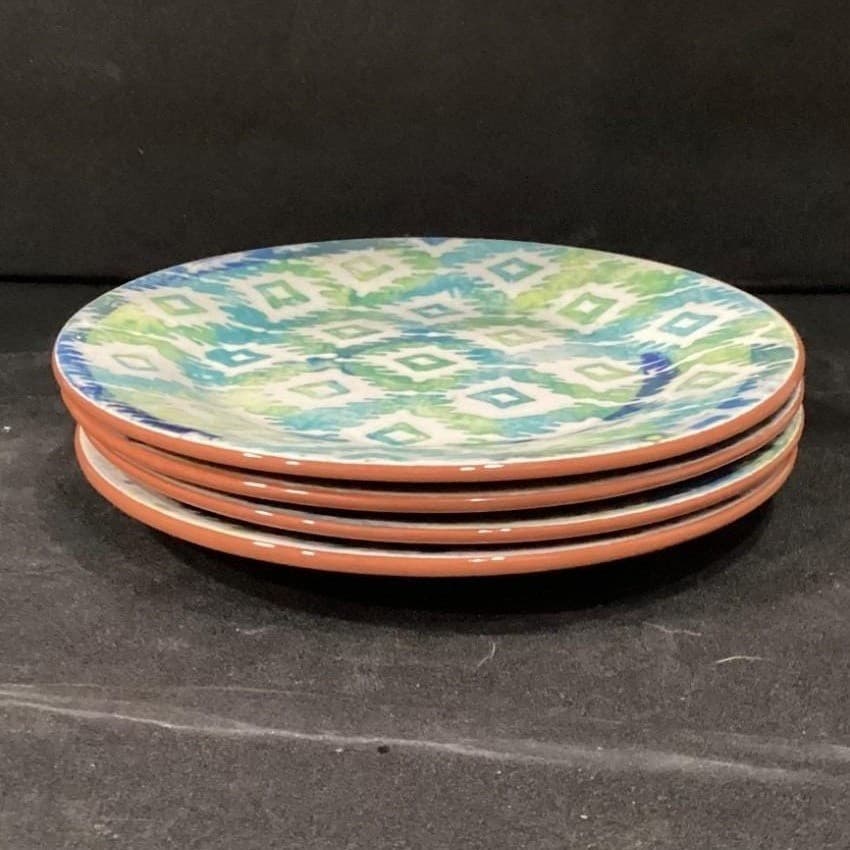 Pier 1 Imports Monteo Salad Plates, Set of 4, Vintage Hand Painted Terracotta - Thumbnail 8