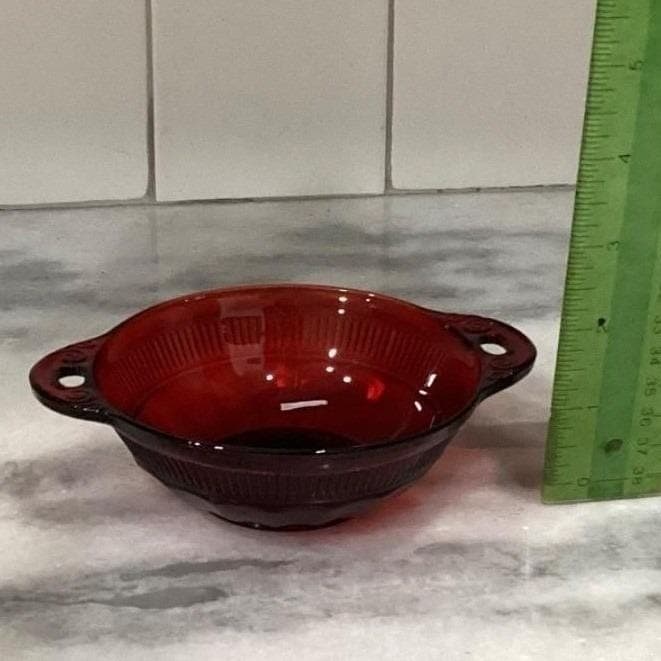Anchor Hocking Royal Ruby Coronation Berry Bowls, Set of 4 Vintage Ribbed Design - Thumbnail 2