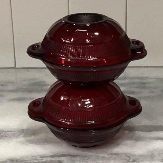 Anchor Hocking Royal Ruby Coronation Berry Bowls, Set of 4 Vintage Ribbed Design - Thumbnail 8