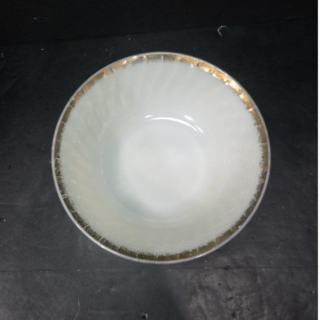 Anchor Hocking Fire King Golden Anniversary Bowl, White Swirl Serving Dish - Thumbnail 3
