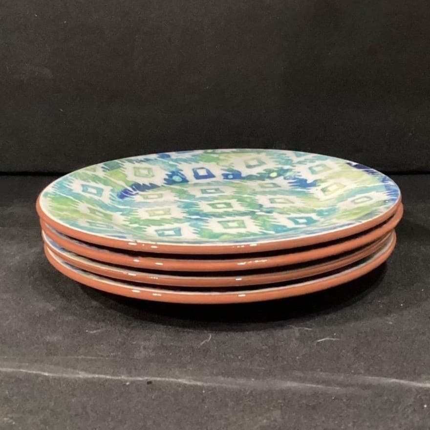 Pier 1 Imports Monteo Salad Plates, Set of 4, Vintage Hand Painted Terracotta - Thumbnail 10