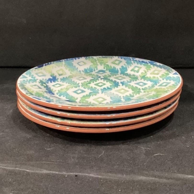 Pier 1 Imports Monteo Salad Plates, Set of 4, Vintage Hand Painted Terracotta - Thumbnail 7