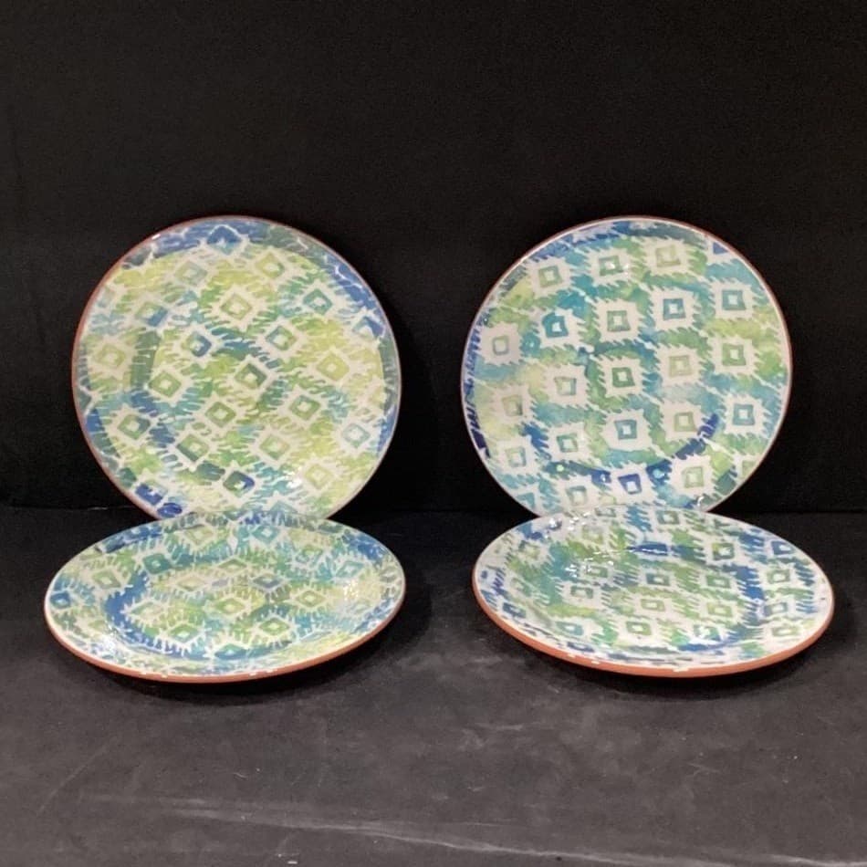 Pier 1 Imports Monteo Salad Plates, Set of 4, Vintage Hand Painted Terracotta - Thumbnail 2
