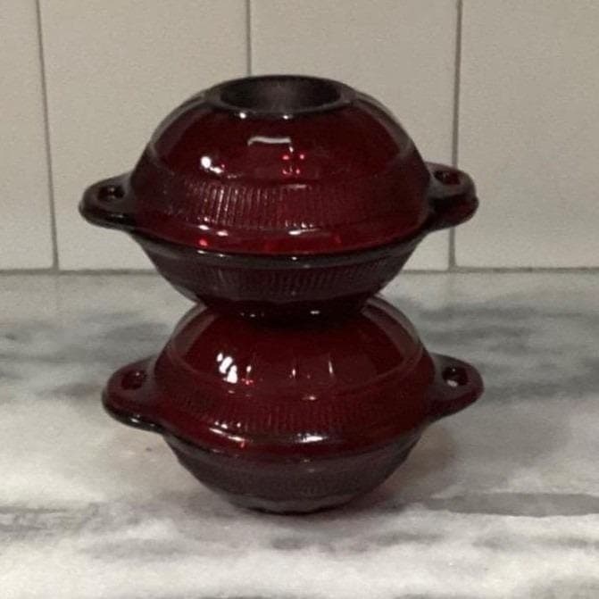 Anchor Hocking Royal Ruby Coronation Berry Bowls, Set of 4 Vintage Ribbed Design - Thumbnail 10