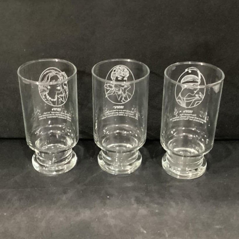 Avon Advertising Tumblers, Set of 3 Vintage Gibson Girl & Flapper Fashion Design - Thumbnail 5