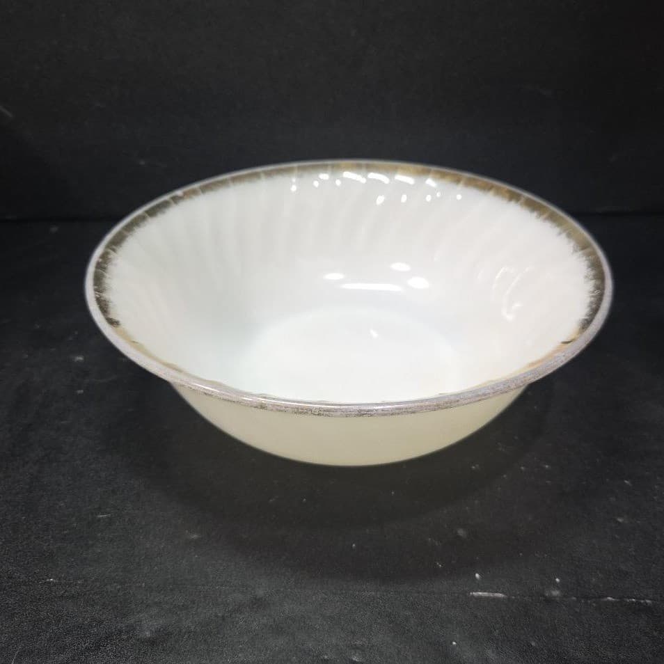 Anchor Hocking Fire King Golden Anniversary Bowl, White Swirl Serving Dish - Thumbnail 2