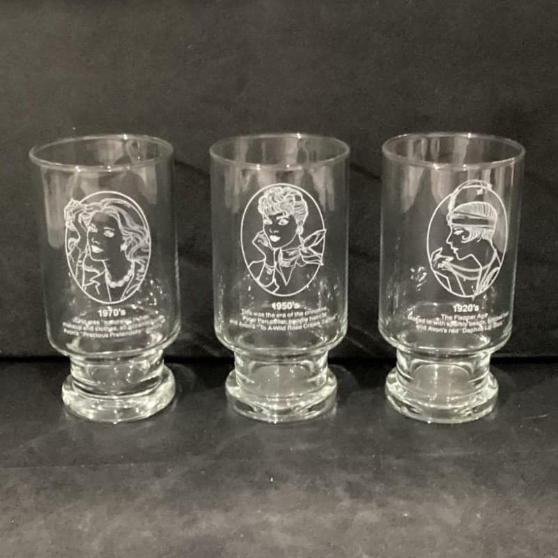 Avon Advertising Tumblers, Set of 3 Vintage Gibson Girl & Flapper Fashion Design - Thumbnail 2